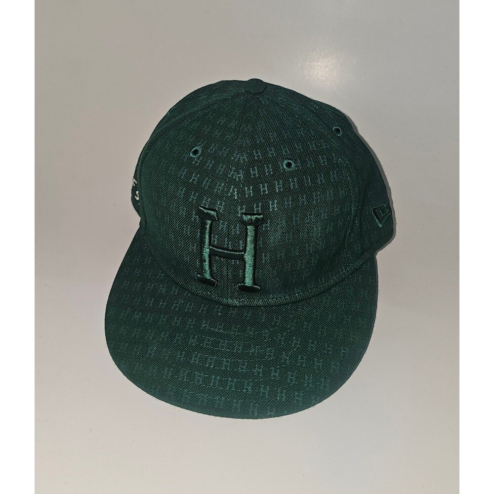 HUF SF New Era 59Fifty Fitted Tonal H Logo Hat Green Cap Sz 7 1/8 Vintage